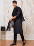 Men's Black Viscose Kurta, Pyjama And Dupatta Set.